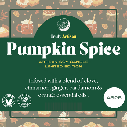 Pumpkin Spice Candle | Clove, Cinnamon, Ginger, Cardamon & Orange (v)