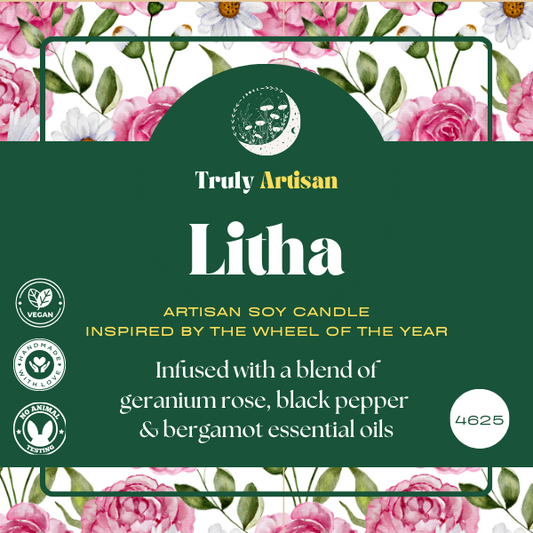Litha Candle | Geranium Rose, Black Pepper and Bergamot Candle (v)